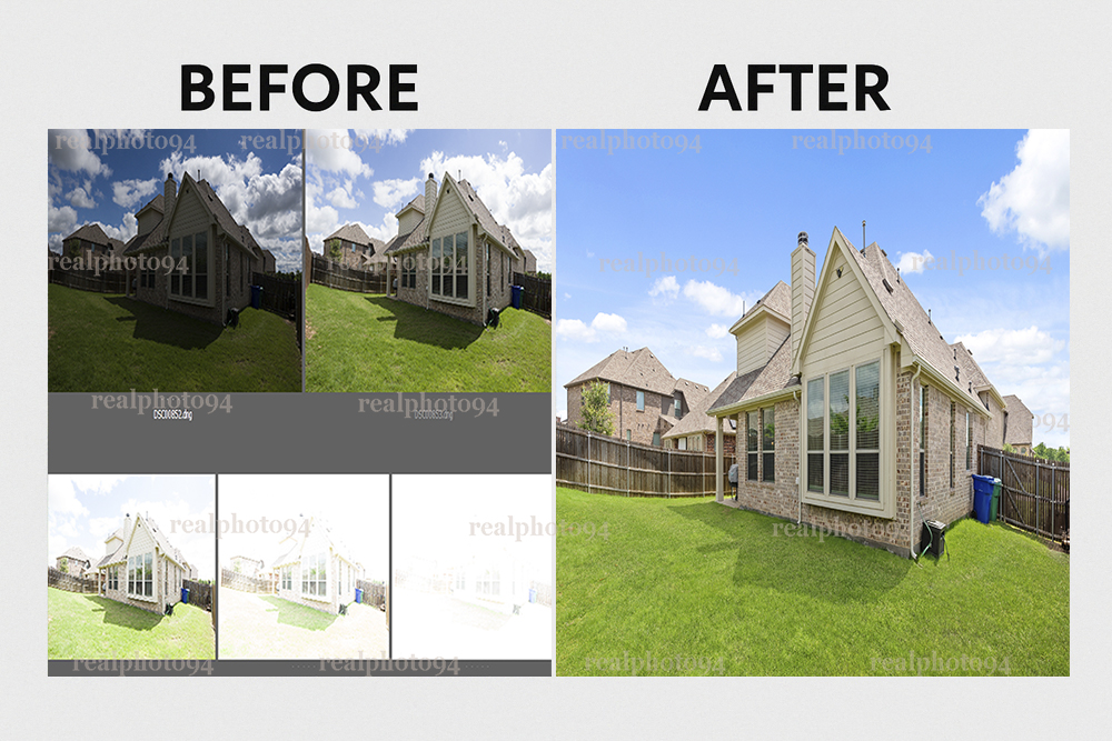 Real estate photo editing before and after