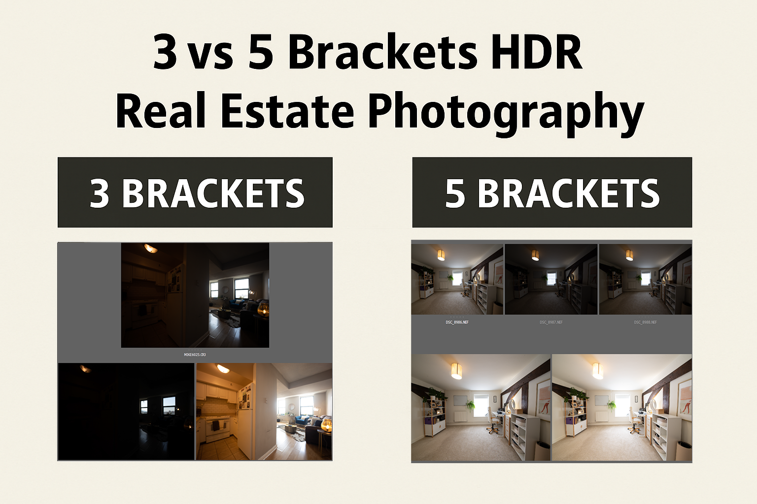 3 vs 5 Brackets HDR Real Estate Photography Comparison